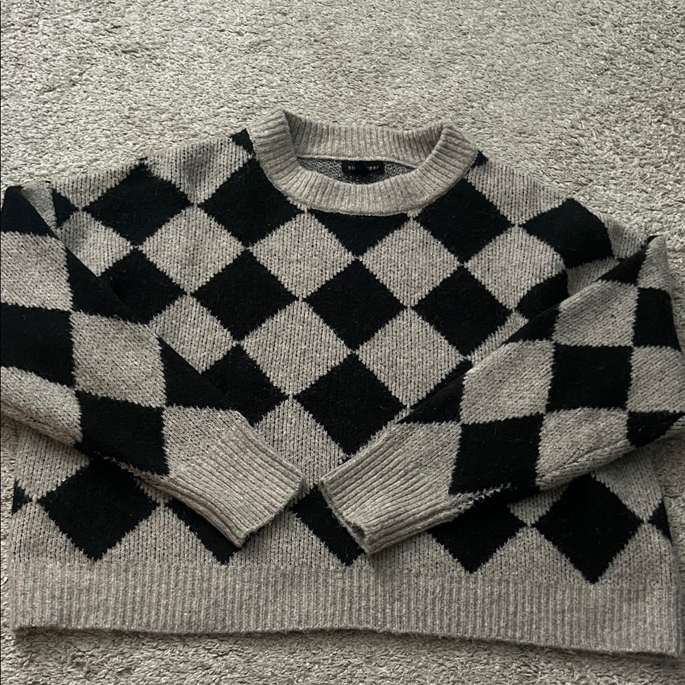 Blu Pepper Black and Tan Argyle Sweater